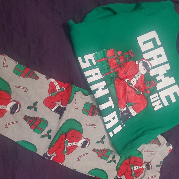 Carter's Other - Carter's Green Santa Pajama Set